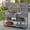 Gray, variant on Mintazer 62.3" Patio Kitchen Island Cart with Raised Shelf and Drawers, 2-in-1 Outdoor BBQ Grill Cart & Garden Potting Bench, Rolling Workstation with Stainless Steel Top, Black