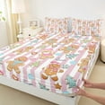 thumbnail image 3 of Castle Fairy 4-Piece King Sheet Set: Girls Gingerbread Man Geometric Stripes Christmas, 3 of 7