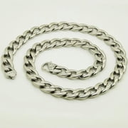 QQTDFG 15mmCurb Cuban Link Chain Heavy 316L Stainless Steel Silver Mens Necklace 7-40-38inch