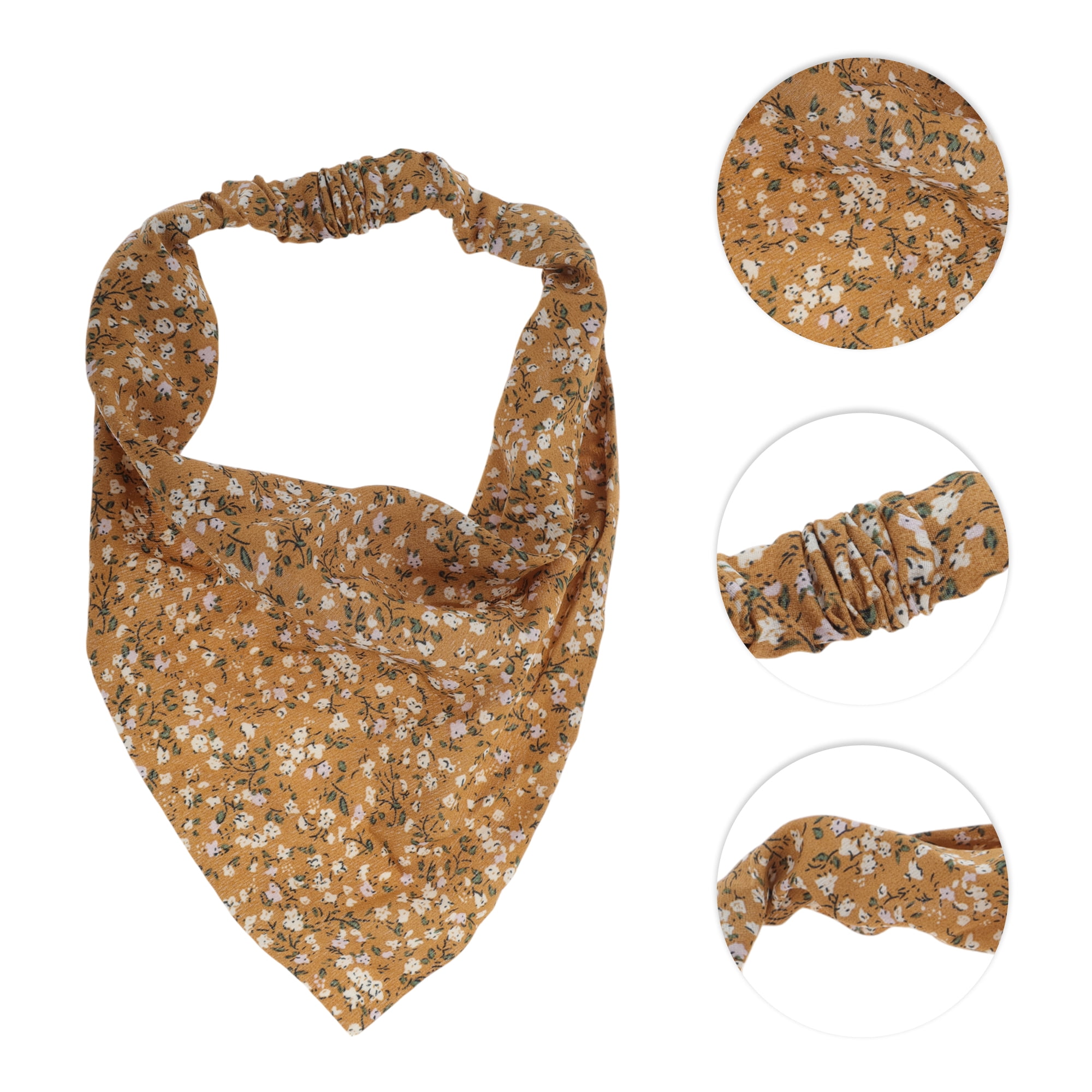 Unique Bargains Stylish Ditsy Floral Elastic Headwrap Brown 8.46"x8.46"