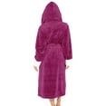 thumbnail image 5 of Paille Ladies Sleepwear Long Sleeve Fuzzy Plush Bathrobe Solid Color Sherpa Robes Thermal Hooded Fleece Robe Home Dressing Gown Rose Red S, 5 of 7