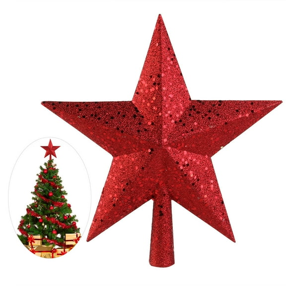 GOOHOCHY  Christmas Tree Top Star Xmas Topper Decoration Outdoor Plush Decorations Red