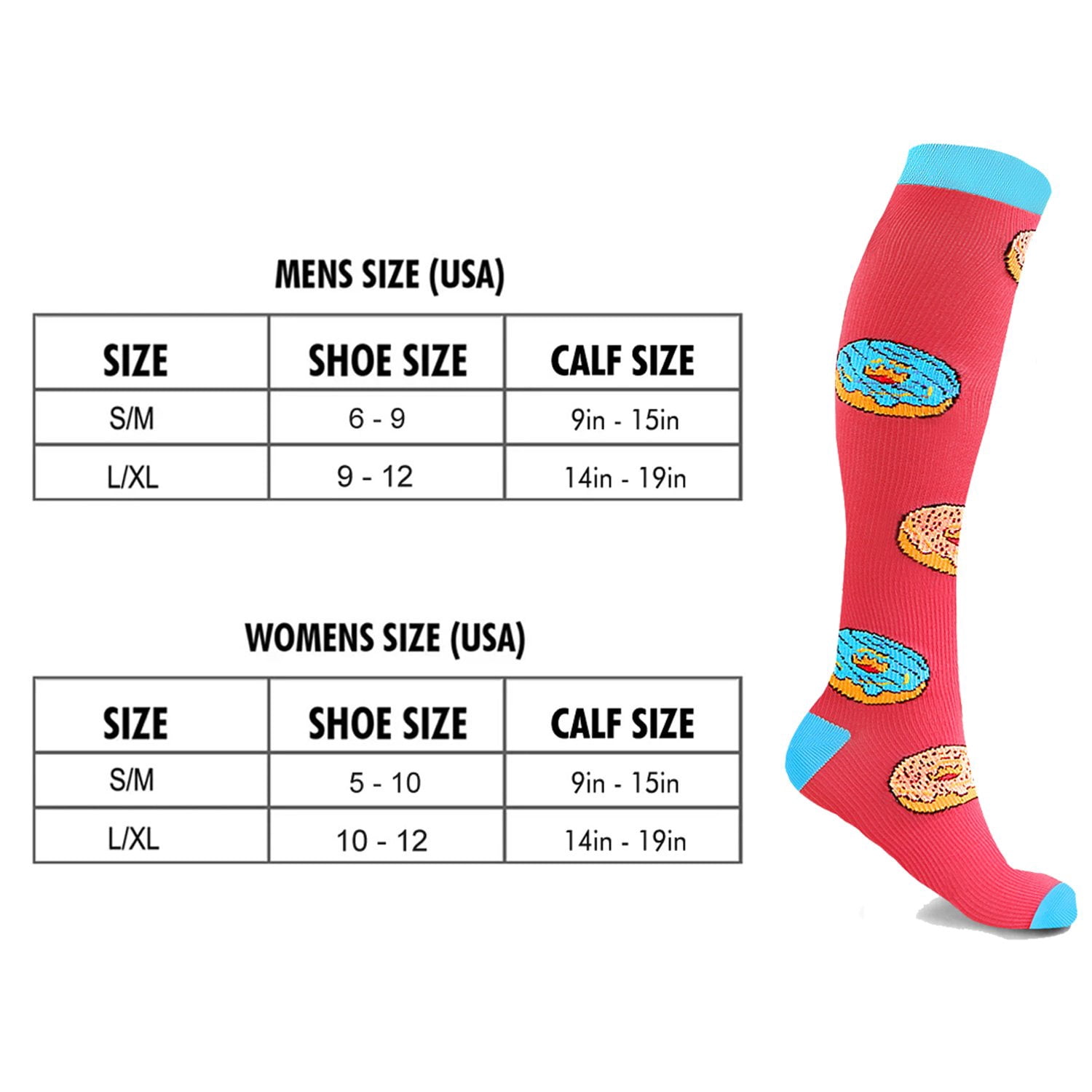 Compression Socks Knee High - Made for Running, Athletics and Pregnancy - 3 Pair