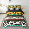 thumbnail image 3 of Manfei Retro Rustic Aztec 7 Pieces Bedding Comforter Set,Farm Cattle Hide Full Bedding Set,Rustic Flower Floral Fitted Sheet Flat Sheet For Boys Kids,Breathable Home Decor Reversible, 3 of 9