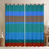 jejeloiu Modern Geometric Striped Blackout Curtains Set of 2 (52x84 Each),Blue Abstract Striped Window Curtains For Men Women