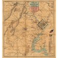 thumbnail image 2 of Vintage Maps 12x13 Black Modern Framed Museum Art Print Titled - Army Map Theatre of War 1862, 2 of 4