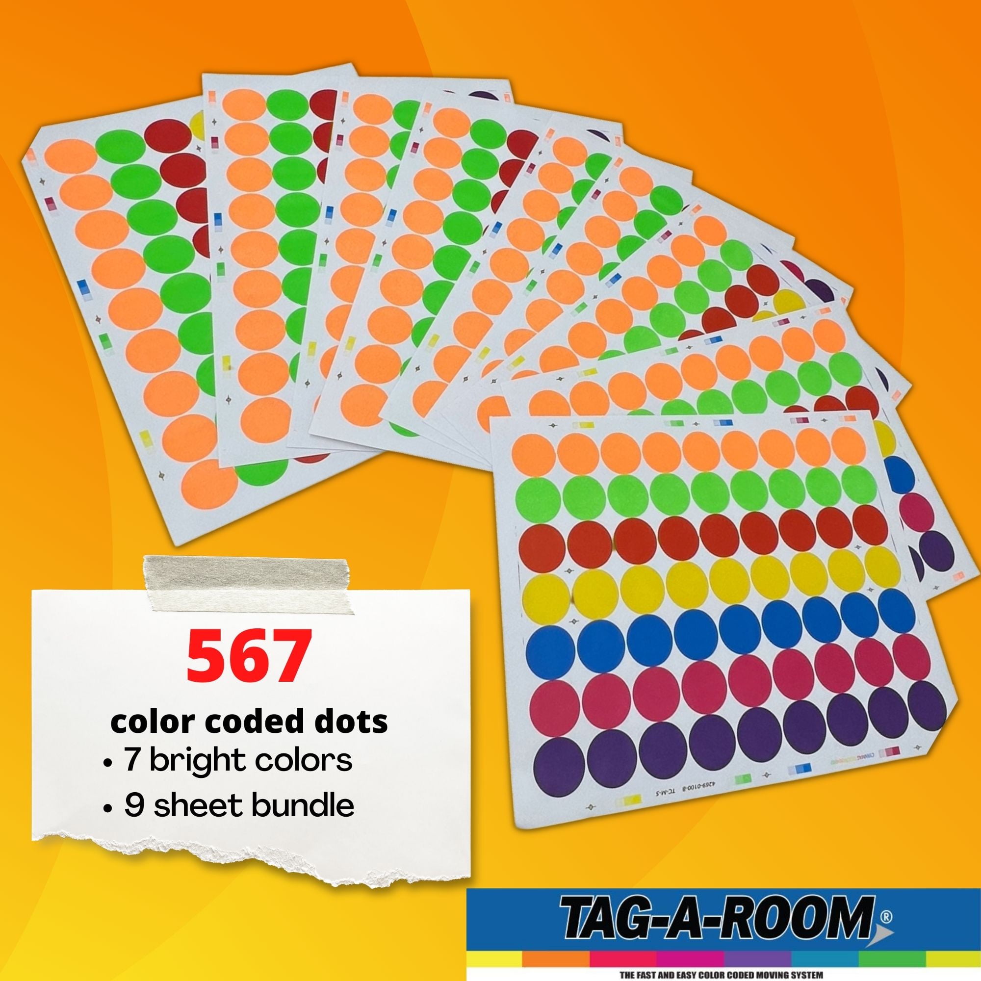Tag-A-Room 1" Color Coded Circle Dot Label Stickers 567 Count