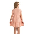 thumbnail image 3 of Actgleam Girls Waffle Short Sleeve Dresses Summer Casual Skater Swing Twirly Sundress For Girl,Pink,11-12Years, 3 of 13