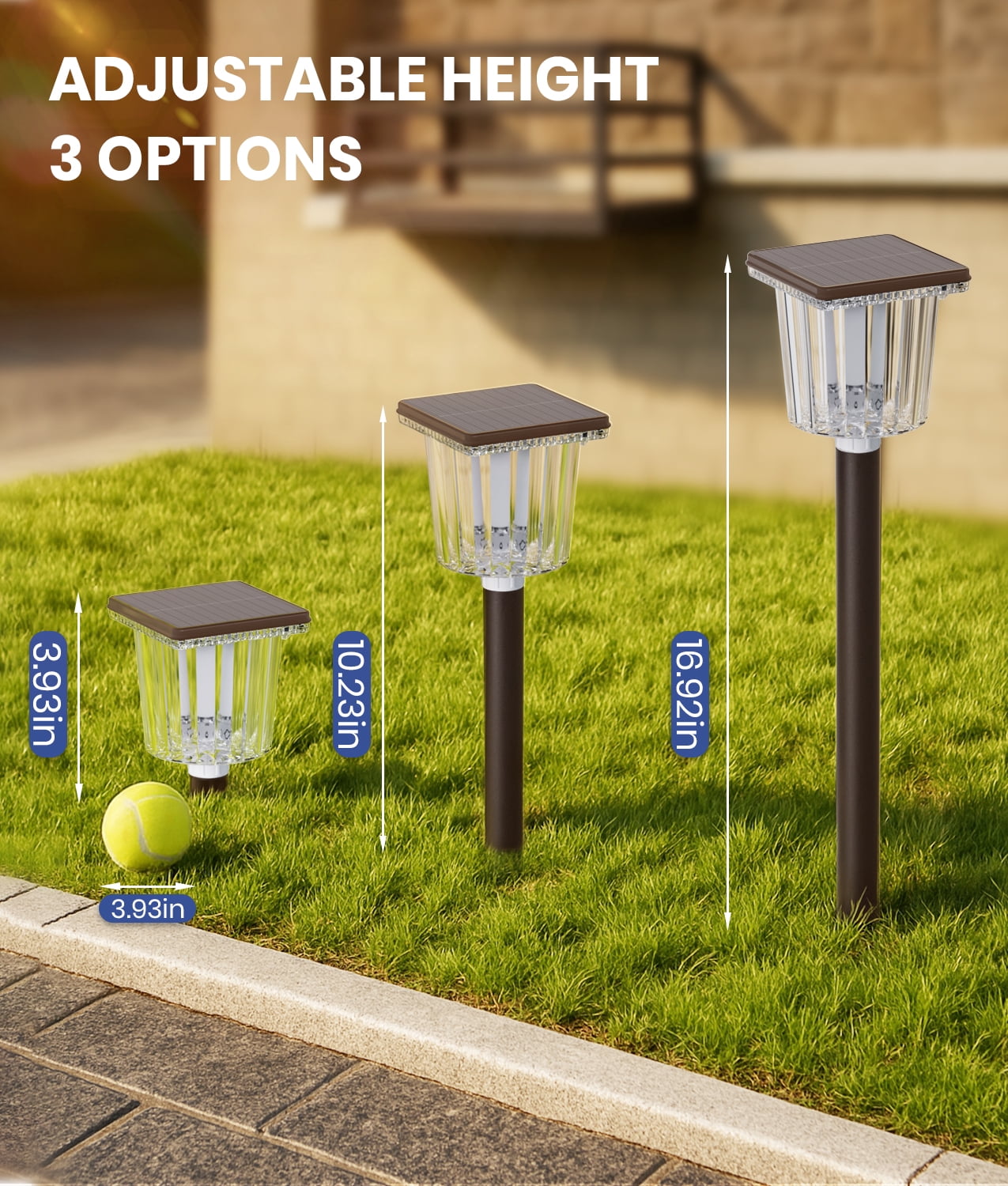 BITPOTT 8 Pack Super Bright Solar Pathway Lights Outdoor, Adjustable Warm&Cool White, Waterproof IP65,  Brown