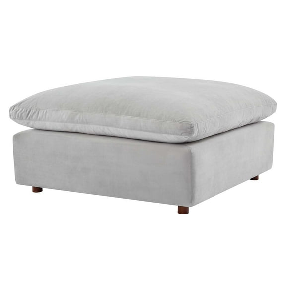 Accent Chair Ottoman, Velvet, Light Grey Gray, Modern Contemporary Urban Design, Living Lounge Room Hotel Lobby Hospitality