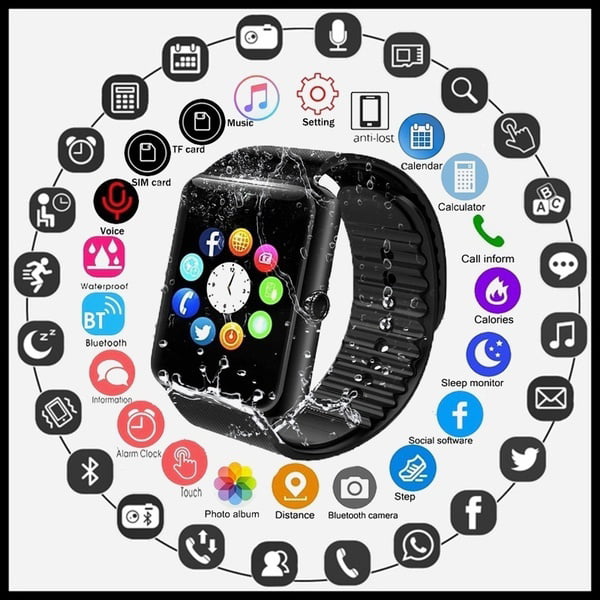 Bluetooth Smart Watch GT08 For Android Phone With Touch Screen Big Battery Support TF Sim Camera - Walmart.com