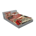 thumbnail image 2 of Ambesonne Vintage Fitted Sheet & Pillow Sham Set, Retro Poster Effect, Full, Vermilion Beige, 2 of 2