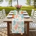 thumbnail image 4 of Teal Red Coastal Table Runner, Nautical Seahorse Beach Coral Starfish Retro Cotton Linen Table Runners 120 Inches Long, Dresser Scarf Runner for Dining/Living Room/Kitchen/Square Tables 13''x120'', 4 of 9