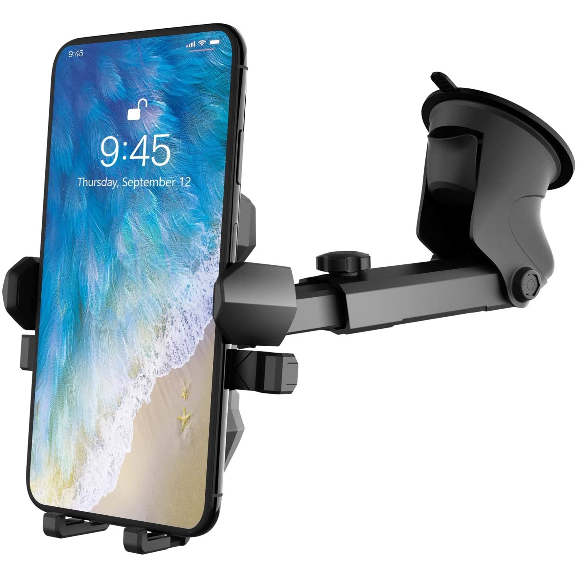 One-Touch Design Compatible for iPhone Xs/Xs Max/XR/ X/ 8/8 Plus/ 7/7 Plus Galaxy S9 S9 Plus and More 4351542107 Car Phone Mount VUP Windshield Phone Holder Car Mount with Washable Strong Sticky Gel Pad 