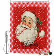 thumbnail image 2 of Christmas Santa Claus Shower Curtains for Bathroom, Winter Xmas Holly Leaf Snowy Red Waterproof Fabric Shower Curtain, Decorative Bathroom Curtain for Bathtub, 72"x72", No Hooks Included, 2 of 9