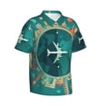 thumbnail image 2 of Bixox Men's Hawaiian Shirts Men's Around The Planet Print Short-Sleeve Shirt-3X-Large, 2 of 8