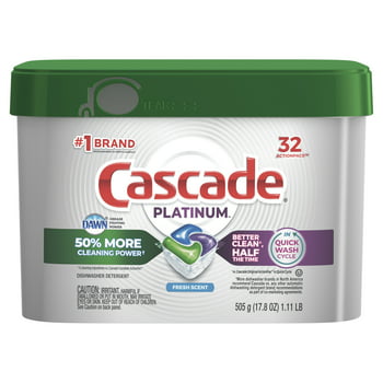 Cascade Platinum ActionPacs Dishwasher Detergent, Fresh Scent, 32 Count