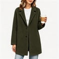 thumbnail image 2 of DeHolifer Women's Coat Plus Size Fleece Lapel Button Down Solid Color Mid-Length Winter Warm Outwear Army Green, 2 of 5