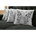 thumbnail image 5 of Ambesonne Butterfly Throw Pillow Cover 4 Pack, Swril Floral Blossom, 20", Black and White, 5 of 5