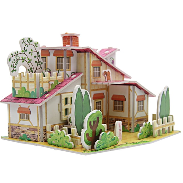 Vogacara Juguete de montaje 3D para niños, casa de montaje de papel, modelo para niños, juguete educativo DIY para edades tempranas, tipo 1 Juguetes Educativos No.03 Vogacara FN000126-03