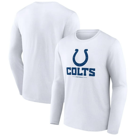 Men's White Indianapolis Colts Logo Team Lockup Long Sleeve T-Shirt