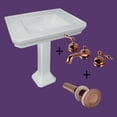 thumbnail image 2 of White Large Vitreous Victorian Pedestal Sink w/8" Widespread Rose Gold Faucet Bathroom Sink Tap| Renovators Supply, 2 of 6