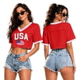 thumbnail image 2 of Soccer Cup 2026 Jersey Crop Tops American Soccer with V Neck Short Sleeves Featuring Breathable Fabric for Game Day Parties Tailgating Events Beach Outings Summer Festivals Red L, 2 of 5