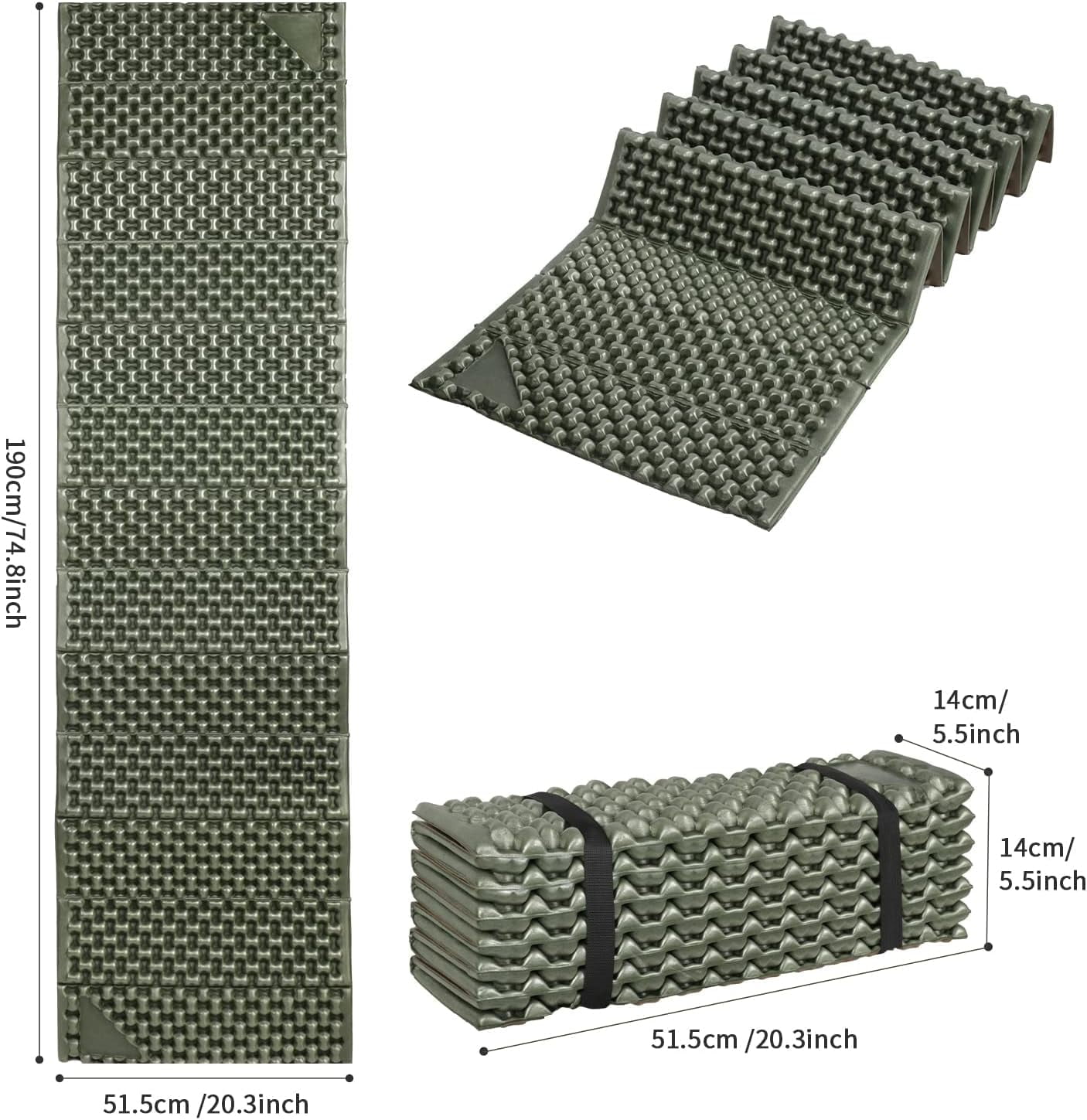 Foam Camping Pads for Hiking, Ultralight Closed Cell Mattress, Waterproof Soft Mat for Adults, Wide Picnic Yoga Mats, Folding Sleeping Pad for Outdoor Backpacking