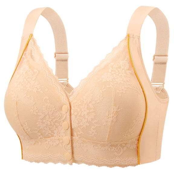 MGDXOX Bra for Women Front Closure Full Coverage Breathable Bras Push Up Bras Comfortable Everyday Bralettes Khaki 36