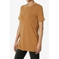 thumbnail image 3 of TheMoogan Women's Basic Cotton Span Crew Neck Relxed Slim Fit Tee Tunic Length T-Shirt, 3 of 7