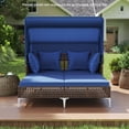 thumbnail image 4 of Costway Outdoor Rattan Double Daybed with  Retractable Canopy & Seat Back Cushions, 4 of 10