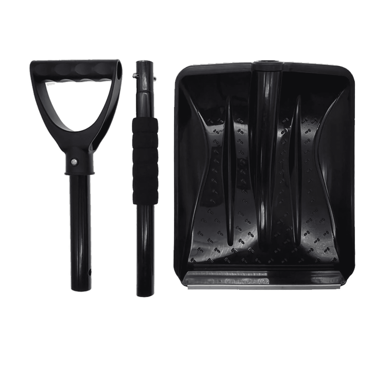 1 Large Multi-Functional Outdoor Snow Shovel Shovel for Car and 42.5 Inch Foldable Lightweight Aluminum Alloy Ice Scraper Ergonomic Handle for Emergency Removal Garden Black