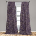 thumbnail image 4 of Ambesonne Tropical Curtains, Floral Leaves Outline Art, Pair of 28"x95", Dark Indigo White Grey, 4 of 5