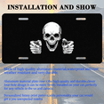 thumbnail image 3 of 1 Pcs License Plate Covers & Frames, Skeleton Pointing Forward with Intense Expression For Decorative Front, Aluminum License Plate Covers & Frames Cover For Men Women, 12" X 6", 3 of 7