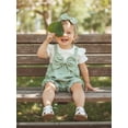 thumbnail image 5 of Newborn Baby Girl Summer Clothes Short Sleeve Bubble Romper Bow Shorts Jumpsuit Infant Outfit 1-18M, 5 of 9