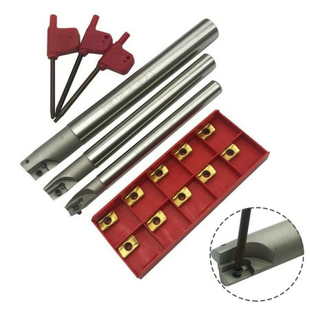 

LIKEM BAP 300R C10-10+C12-12+C16-16 CNC Indexable End Mill Holder Tool+10Pcs APMT1135