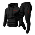 thumbnail image 4 of Timoontee Men's Heart Print Sweatsuit Two Piece Valentine Outfits Sets Long Sleeve Hooded Sweatshirt with Elastic Waist Drawstring Sweatpants Black XL, 4 of 5