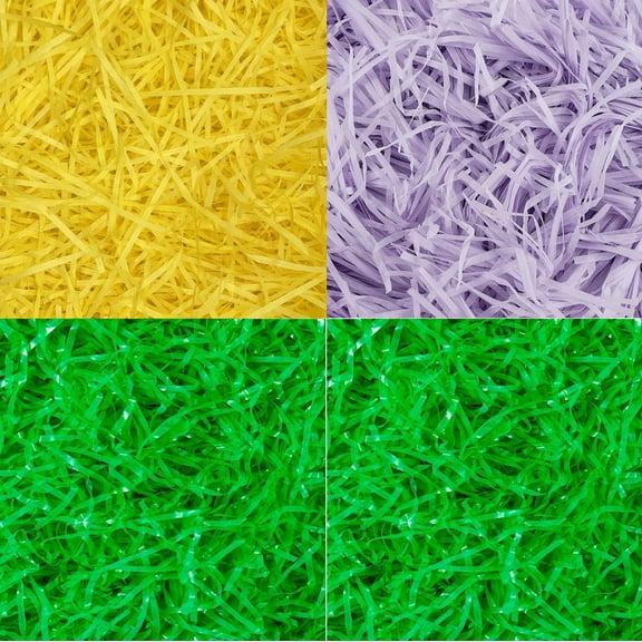 Easter Basket Grass Filler Assorted 5 Pack Paper Yellow Purple Green 7.5 Ounces