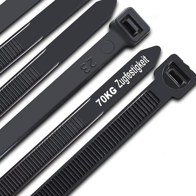 Lazos de cable ultra fuertes resistentes a los rayos UV 300mm x 7,6mm con 70kg de resistencia a la tracción paquete negro de 100 Feliz Sencillez