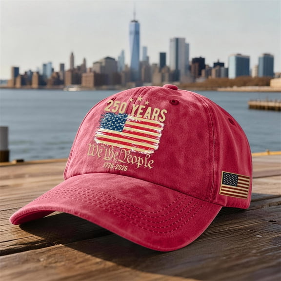 250 Anniversary USA Hat Patriotic Baseball Cap 1776-2026 Adjustable USA Retro Denim Baseball Cap,Red