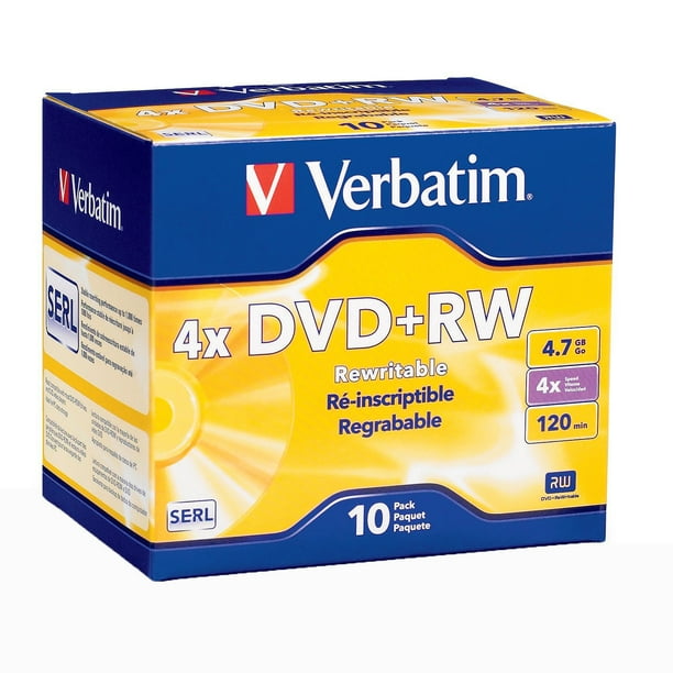 Verbatim DVD plus RW 4.7GB 4X with Branded Surface 10pk Slim Case