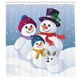 thumbnail image 3 of Ambesonne Snowman Shower Curtain, Pattern of a Snow Family, 69"Wx84"L, Multicolor, 3 of 5
