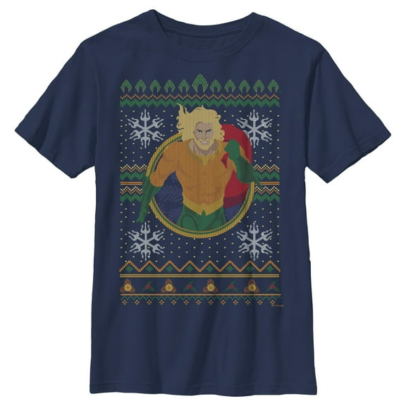 Boy's Aquaman Water King Ugly Sweater Graphic T-Shirt