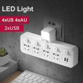 thumbnail image 1 of 4-way Plug Extension Household Multi-function Socket Usb Multi-plug Wall Socket Extension With Independent Switch And Led Light, 1 of 5