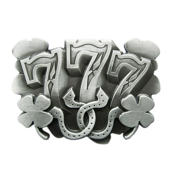 Antique Brushed Silver Lucky 777 Belt Buckle