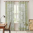 thumbnail image 4 of Sage Green Kitchen Curtains 84 Inch Length, Boho Retro Decorative Abstract Floral Ethnic Grommet Top Bedroom Living Room Curtains, Light Filtering Cafe Curtain Drapes 2 Panels Set 84''x84'', 4 of 9