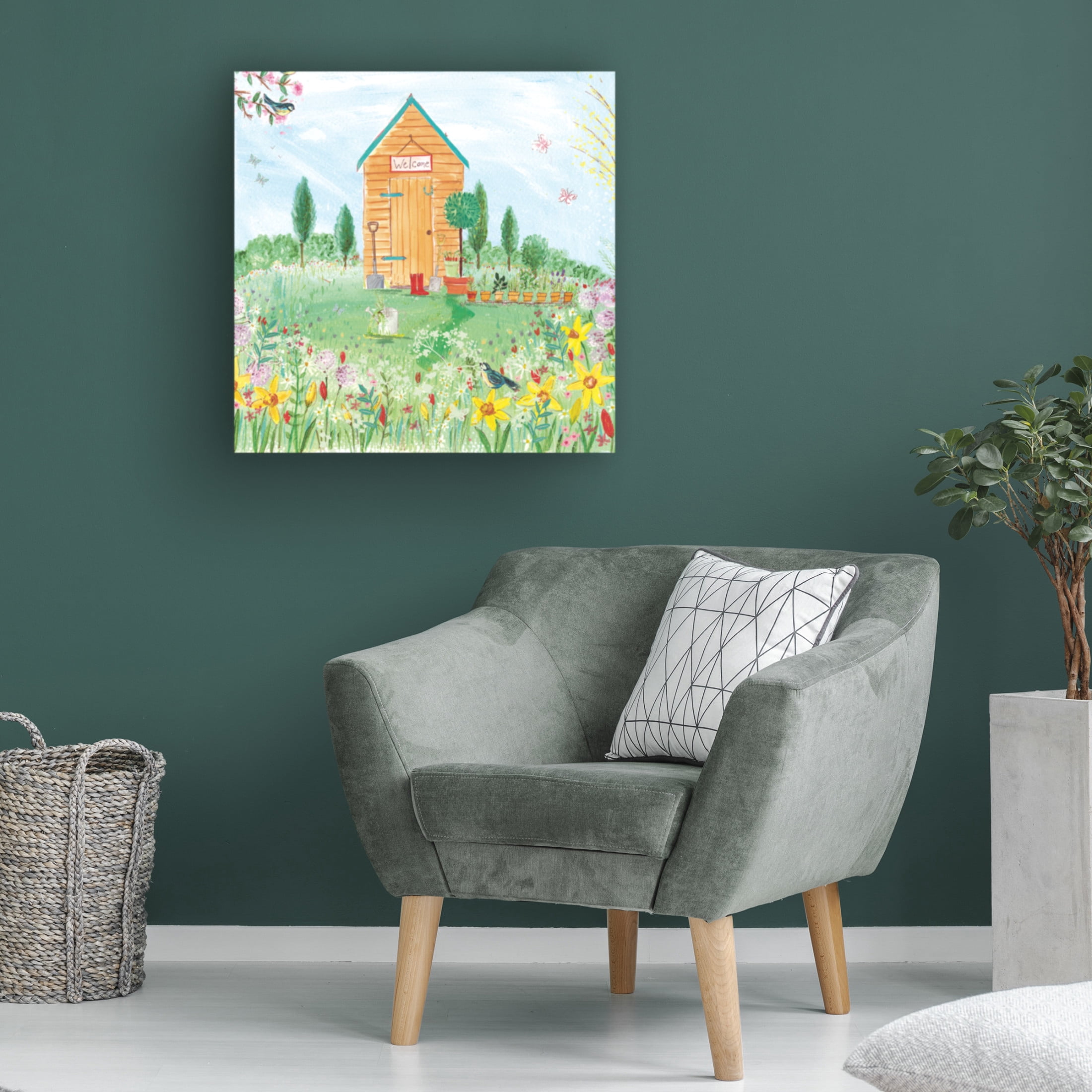 Canvas Wall Art - Paper Dove Co Ltd 'Summer Garden' Wall Art for Living Room, Bedroom, or Office Décor by Trademark Fine Art - 24 x 24 Inches