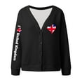thumbnail image 4 of Wang6 Womens Lightweight Plus Size Cardigans Sweaters Trendy Long Sleeve Open Front Button down Knit Sweater Fall V Neck United kingdom Letter Printed Outwear Tops Black M, 4 of 4
