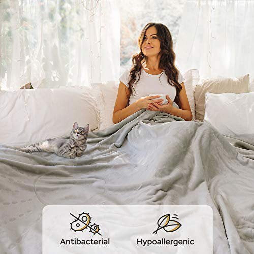 JULY HOME Flannel Fleece Throw Blankets for Couch Bed or Sofa Soft 330GSM Bedspreads Queen Size Lightweight Warm Plush Microfiber Blanket for Home