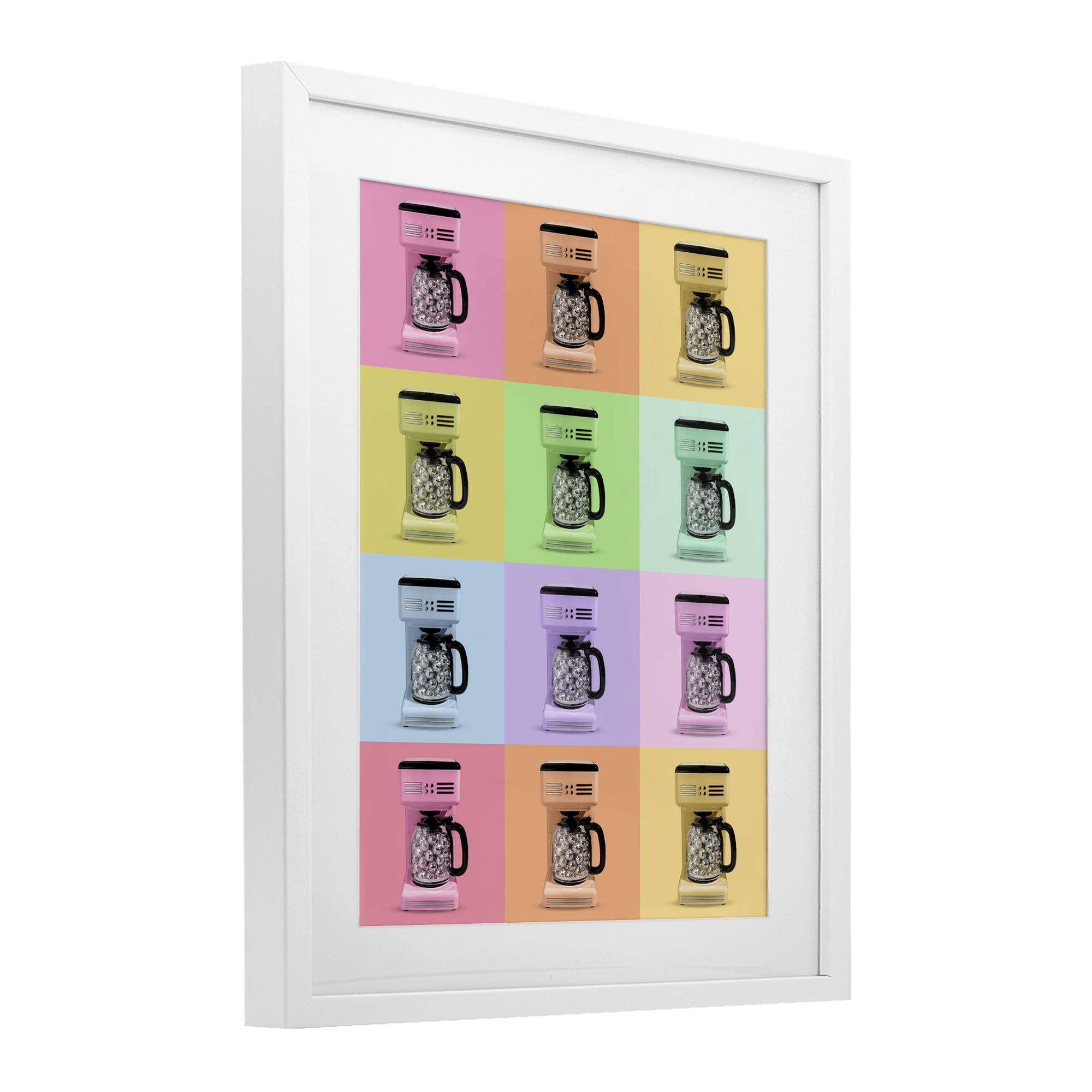 Stupell Industries Disco Coffee Maker Collage White Framed Print Under Glass, design by LISH Creative